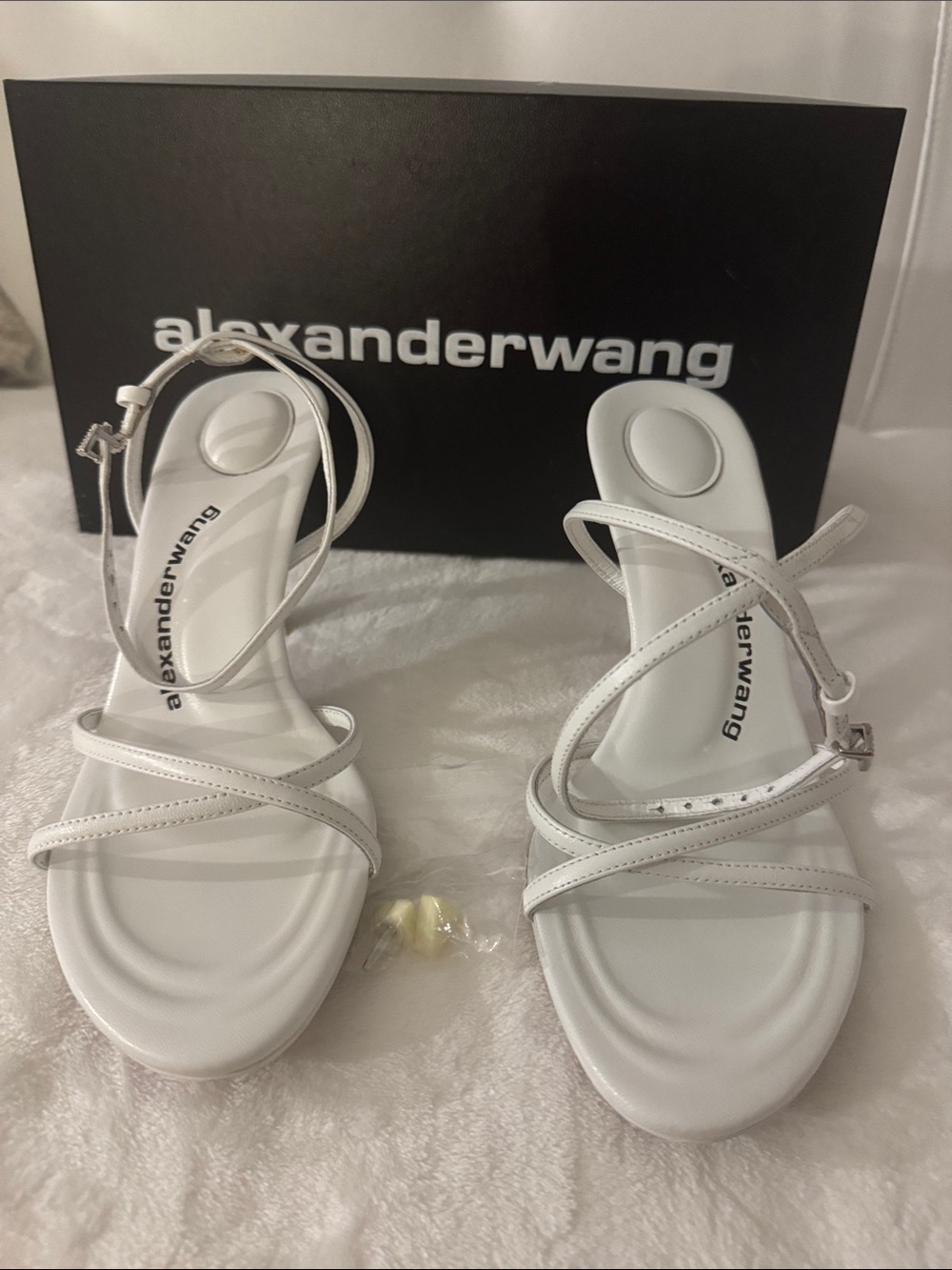 Alexander Wang White Strappy Square-Toe Ankle Strap Heels